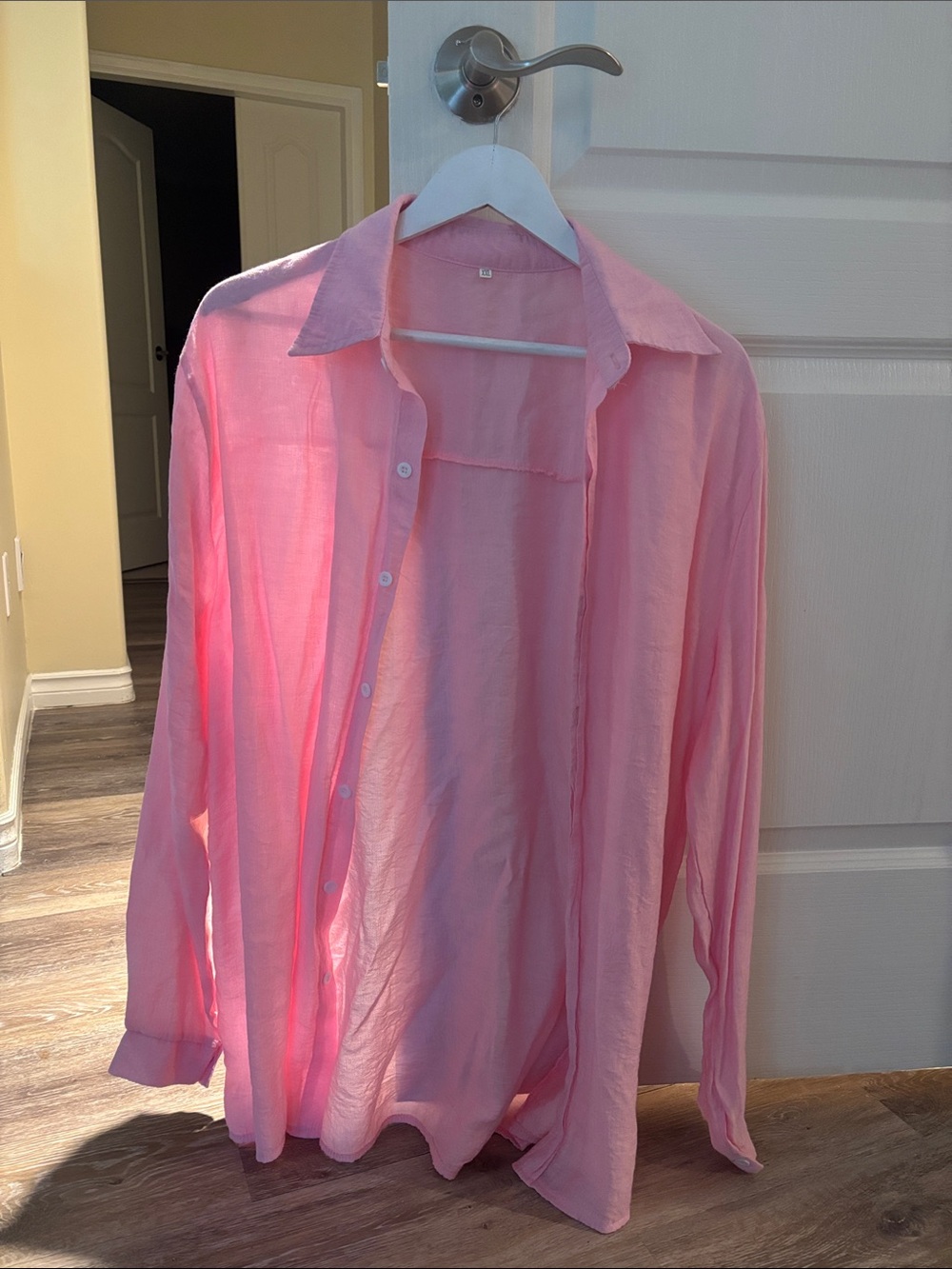 Pink linen button up